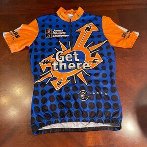 Sugoi Janus Charity Challenge Cycling Jersey men Sz M Blue Orange Ironman North